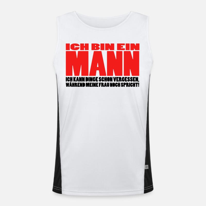 mann spruch witzig männer ehemann ehe Funktionelles Kontrast-Tank Top für Männer 