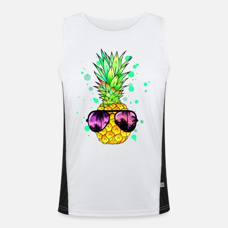 Ananas mit cooler Beach Sonnenbrille Funktionelles Kontrast-Tank Top für Männer 