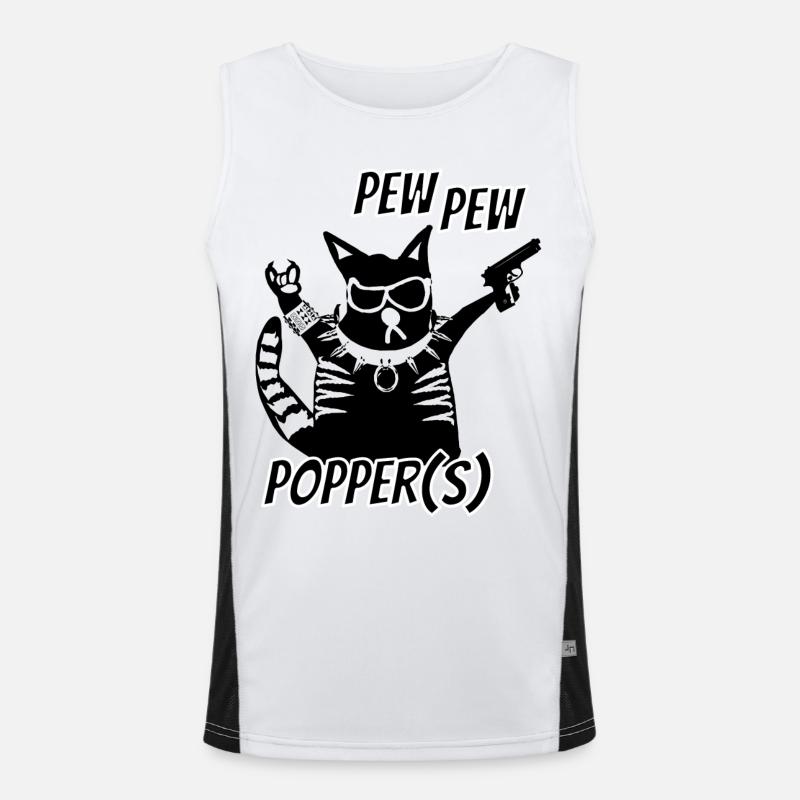 Coole Rockerkatze Pew Pew Funktionelles Kontrast-Tank Top für Männer 