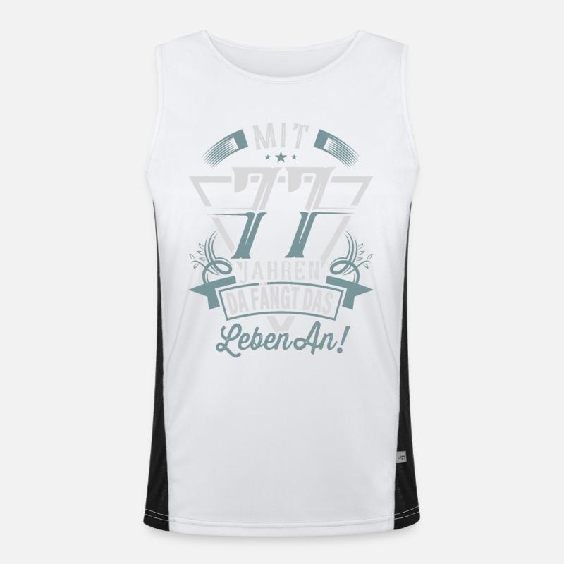 77. Geburtstag Da Fängt Das Leben An Funktionelles Kontrast-Tank Top für Männer 