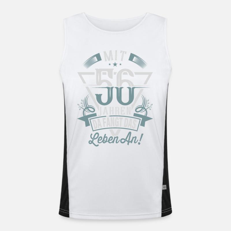 56. Geburtstag Da Fängt Das Leben An Funktionelles Kontrast-Tank Top für Männer 