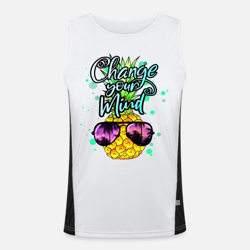 Pineapple change your thinking - Men's Functional Contrast Tank Top - white/black