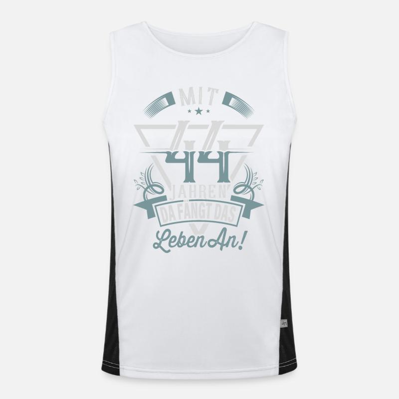44. Geburtstag Da Fängt Das Leben An Funktionelles Kontrast-Tank Top für Männer 