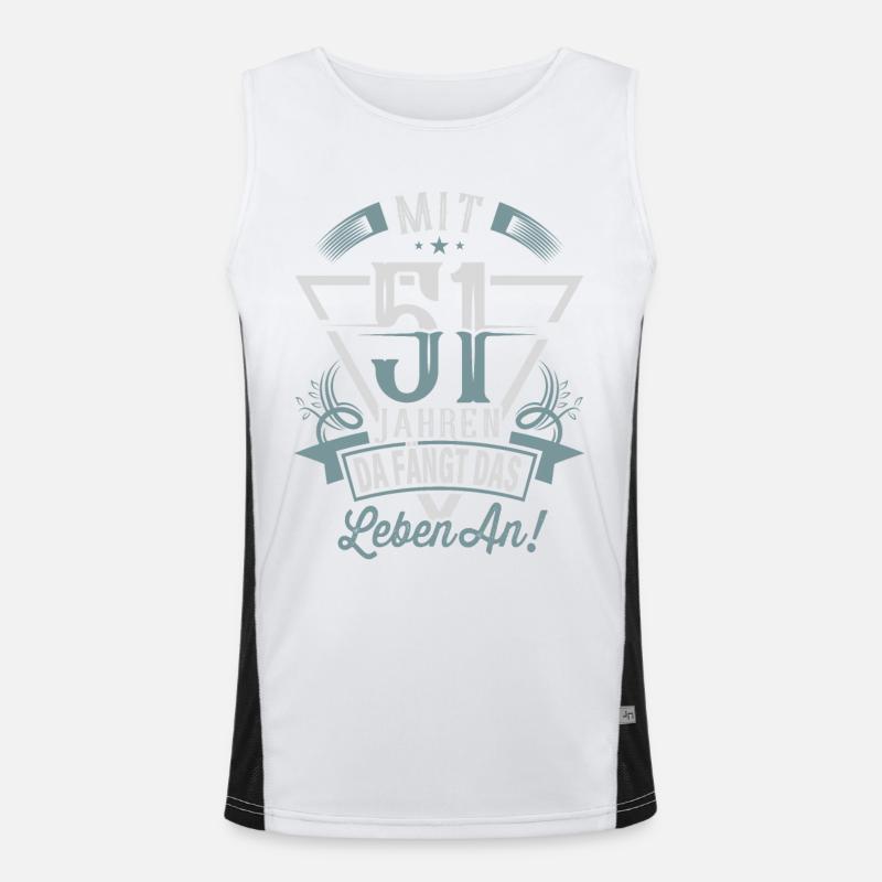 51. Geburtstag Da Fängt Das Leben An Funktionelles Kontrast-Tank Top für Männer 