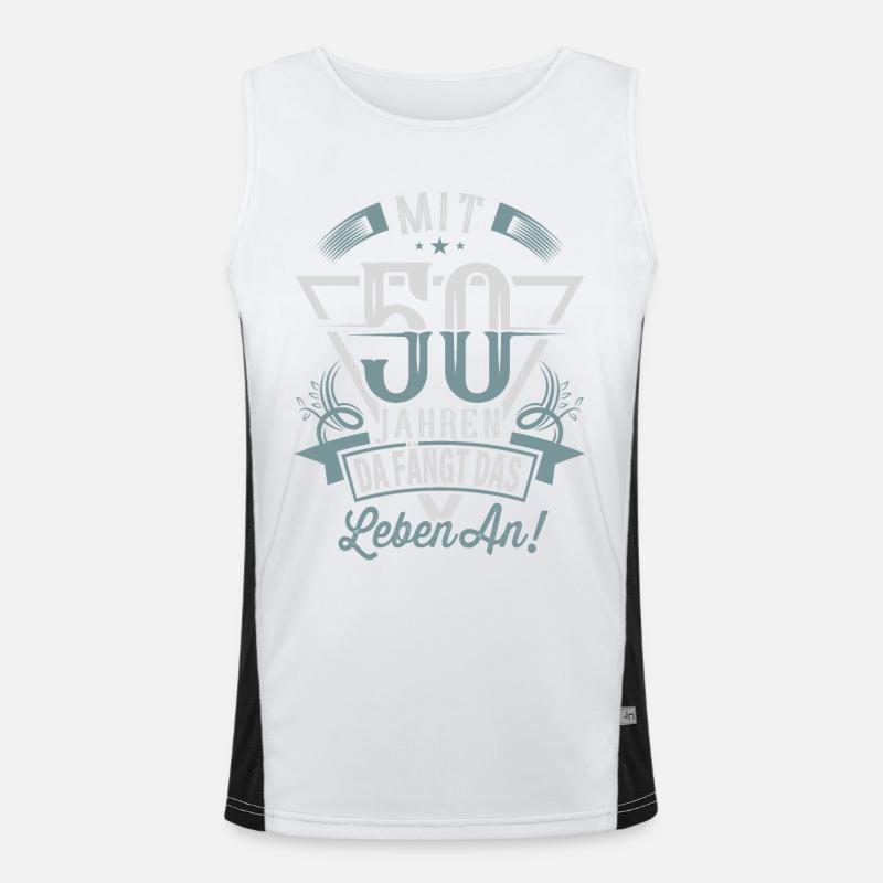 50. Geburtstag Da Fängt Das Leben An Funktionelles Kontrast-Tank Top für Männer 