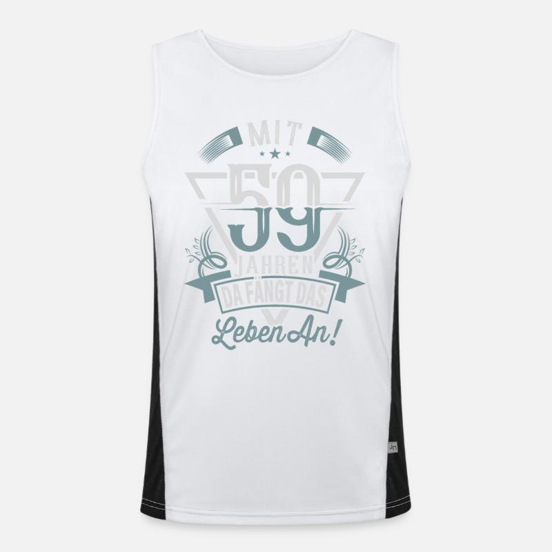 59. Geburtstag Da Fängt Das Leben An Funktionelles Kontrast-Tank Top für Männer 