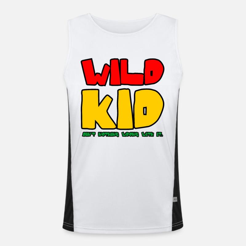 Wildes Kind Spruch in dicker Schrift Funktionelles Kontrast-Tank Top für Männer 
