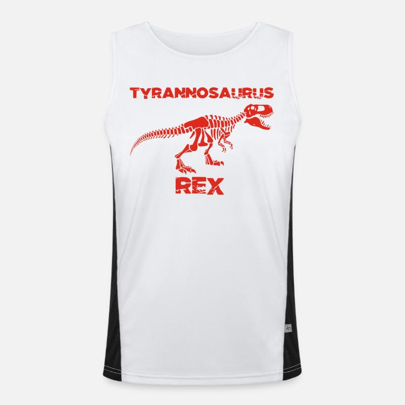 Red tyrannosaurus skeleton Men's Functional Contrast Tank Top 