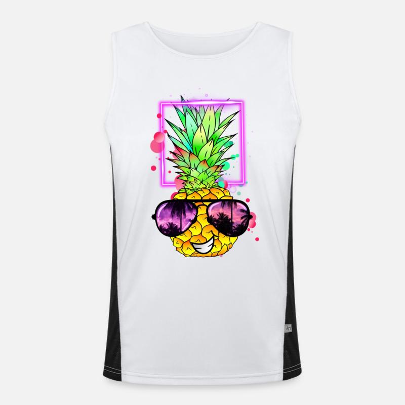 cool pineapple retro neon Men's Functional Contrast Tank Top 