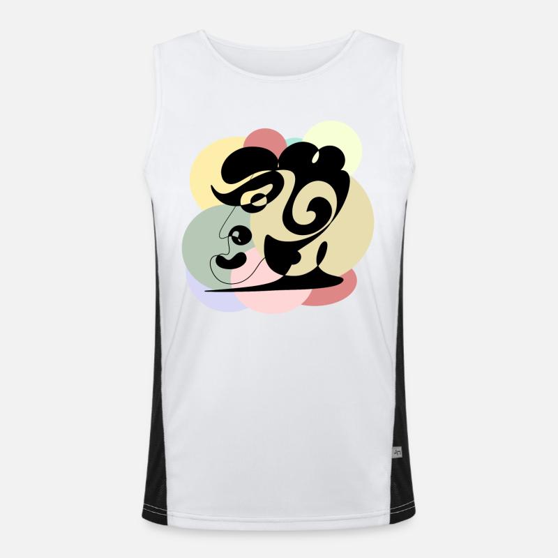 Line drawing man - Men's Functional Contrast Tank Top - white/black