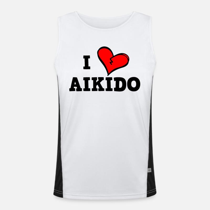 Ich liebe Aikido Funktionelles Kontrast-Tank Top für Männer 