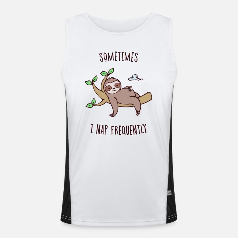 Sleeping Sloth Statement Tired Animal Jungle - Men's Functional Contrast Tank Top - white/black