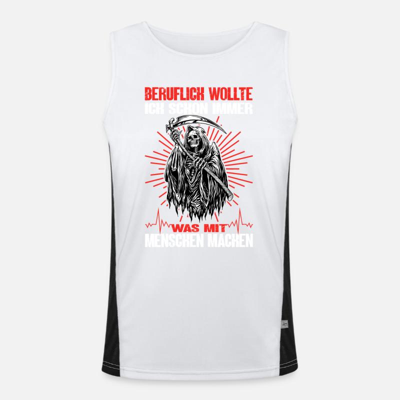 Humorvolle Todesmetapher mit Grim Reaper Funktionelles Kontrast-Tank Top für Männer 
