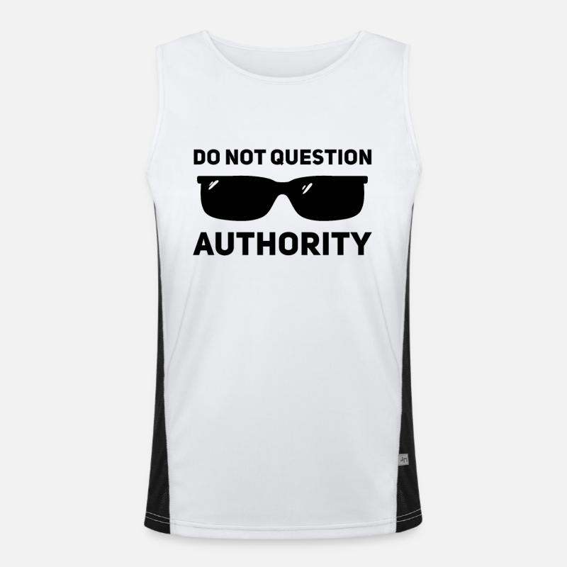 Don't question authority - Men's Functional Contrast Tank Top  - white/black