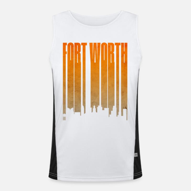 Fort Worth Skyline Gradient Funktionelles Kontrast-Tank Top für Männer 