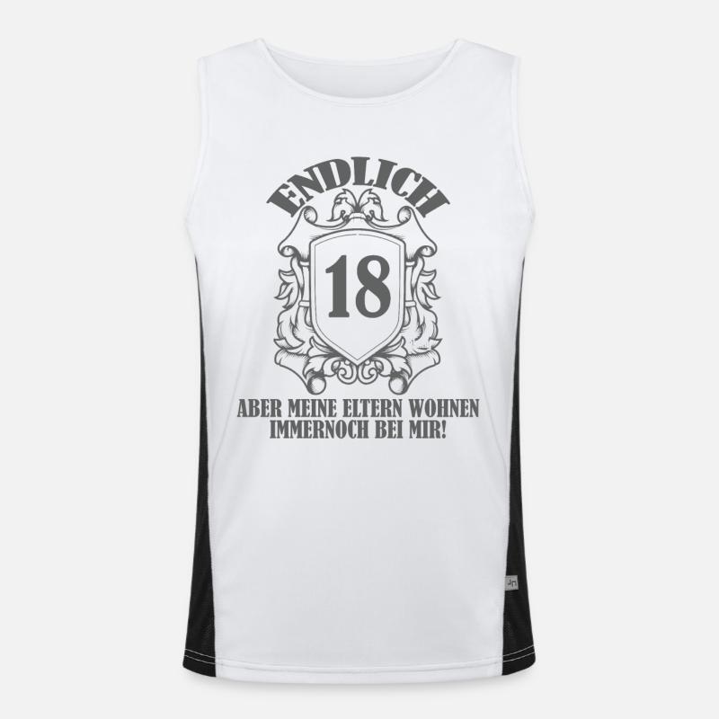 Endlich 18 Gebuststag Spruch Funktionelles Kontrast-Tank Top für Männer 