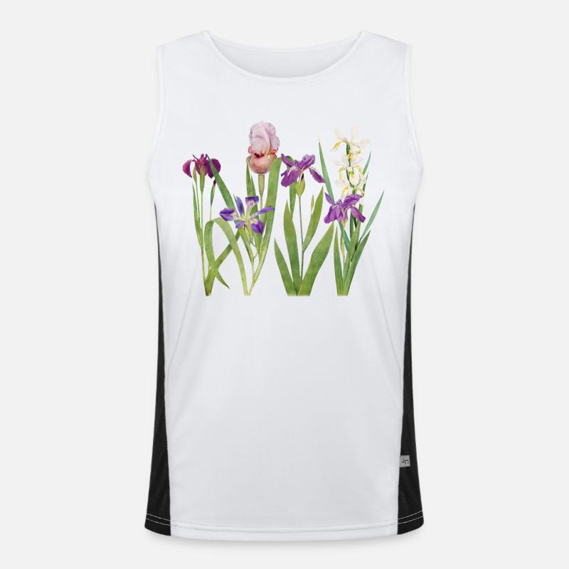Wilde Iris und Orchidee Botanisches Design Funktionelles Kontrast-Tank Top für Männer 