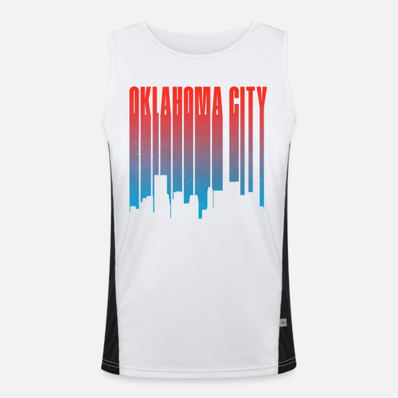 Oklahoma City Skyline Gradient Funktionelles Kontrast-Tank Top für Männer 