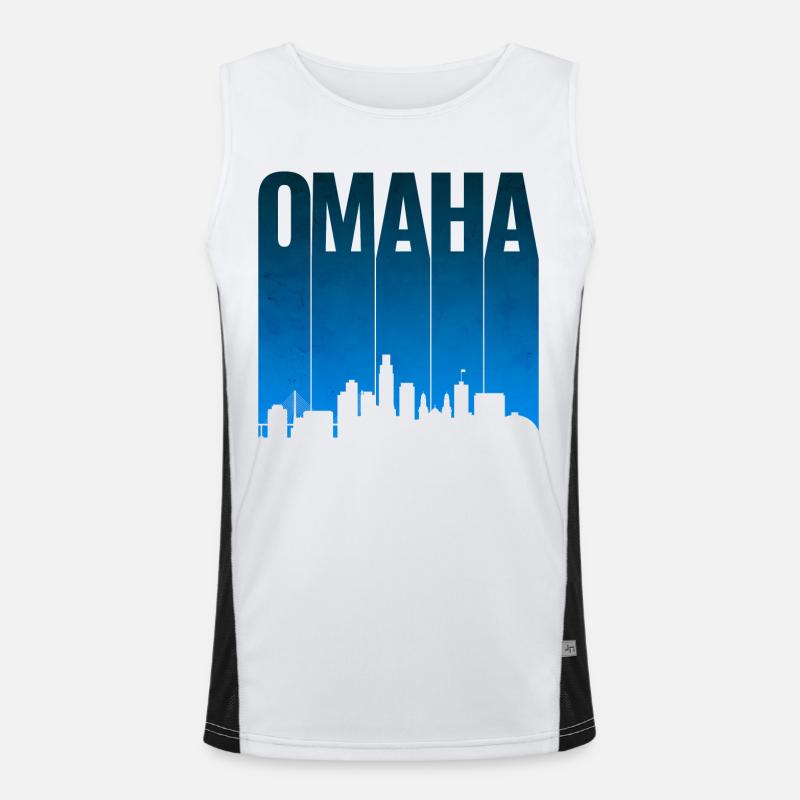 Omaha Skyline Blau Gradient Funktionelles Kontrast-Tank Top für Männer 