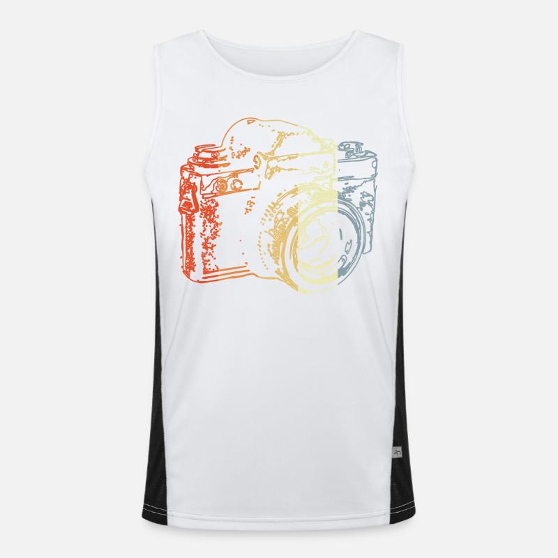 Retro Analog Camera Drawing Men's Functional Contrast Tank Top 