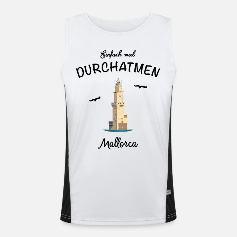 Mallorca, Einfach mal Durchatmen Funktionelles Kontrast-Tank Top für Männer 