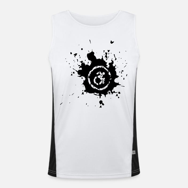 Rollstuhl-Symbol mit Farbspritzer # Funktionelles Kontrast-Tank Top für Männer 