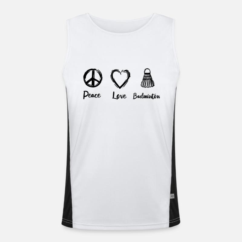 Frieden Liebe Badminton Funktionelles Kontrast-Tank Top für Männer 