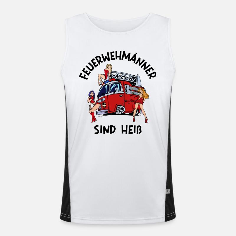 Feuerwehr Brandschutz Lebensretter Statement Funktionelles Kontrast-Tank Top für Männer 