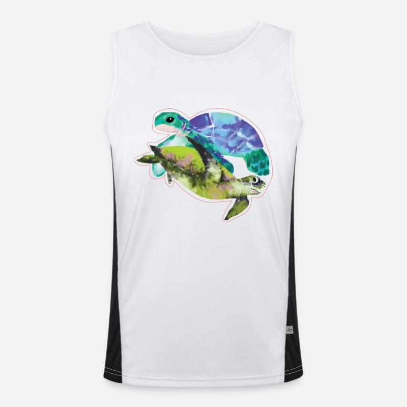 Watercolor Conductive Drop turtle Men's Functional Contrast Tank Top 