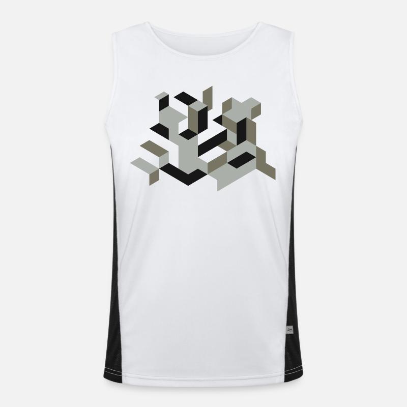Perspective Construction Cube Teindre Yourself Labyrinthe 3D Débardeur respirant contrasté Homme 