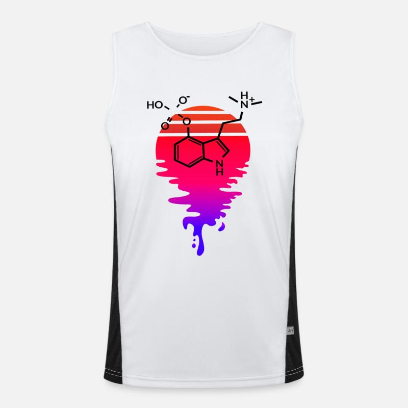 Psilocybin Molecule with Retro Sunset - Men's Functional Contrast Tank Top - white/black