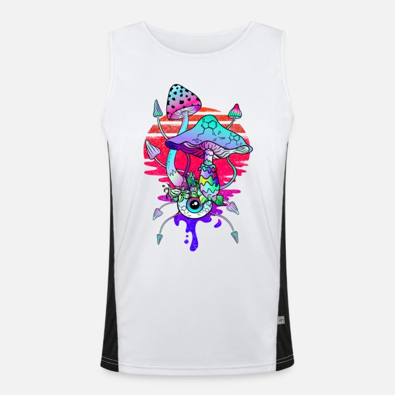 Psychedelic Magic Mushrooms Vaporwave - Men's Functional Contrast Tank Top - white/black