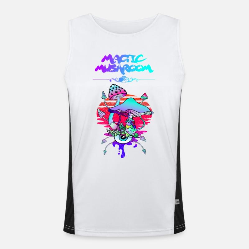 Magic Mushroom Sunset - Men's Functional Contrast Tank Top - white/black