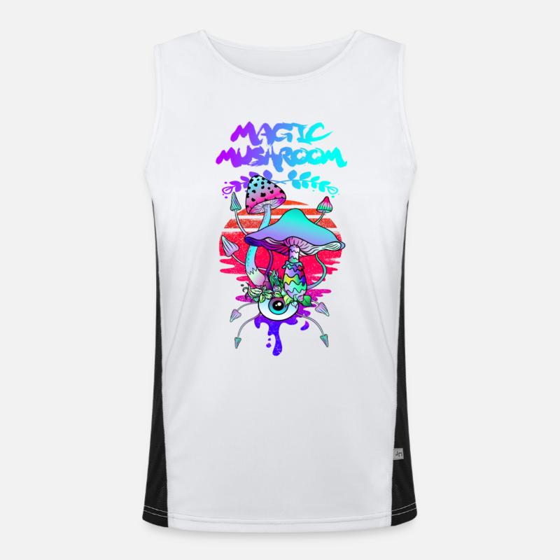 Magic Mushrooms Psychedelic Sunset - Men's Functional Contrast Tank Top - white/black