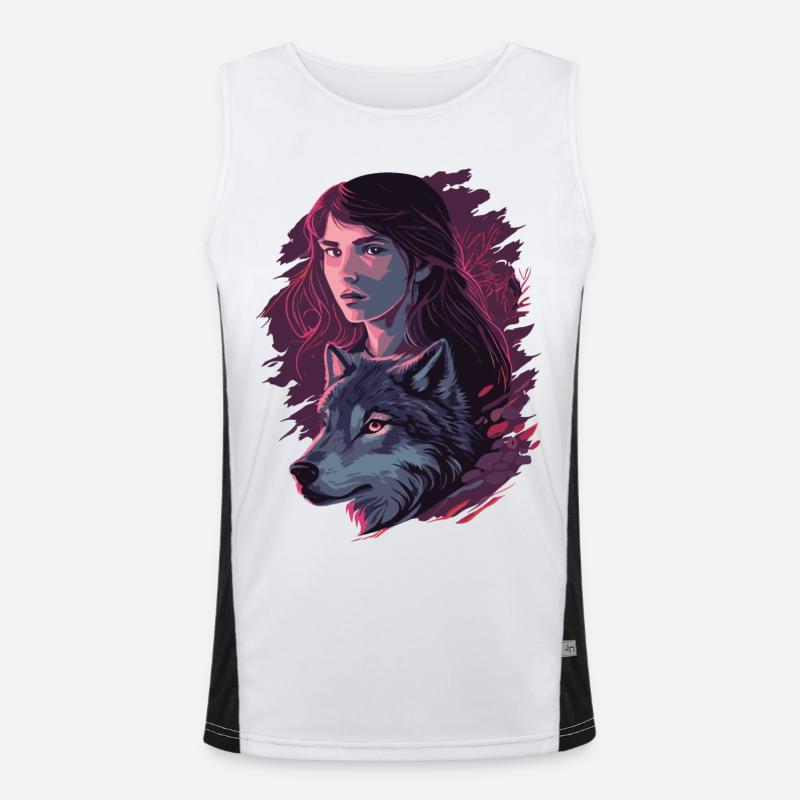 Wolfsmädchen Funktionelles Kontrast-Tank Top für Männer 