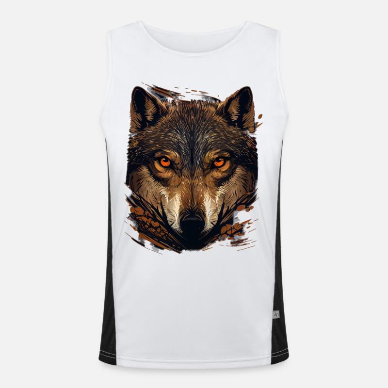 Wolfsblick im Herbstwald Funktionelles Kontrast-Tank Top für Männer 