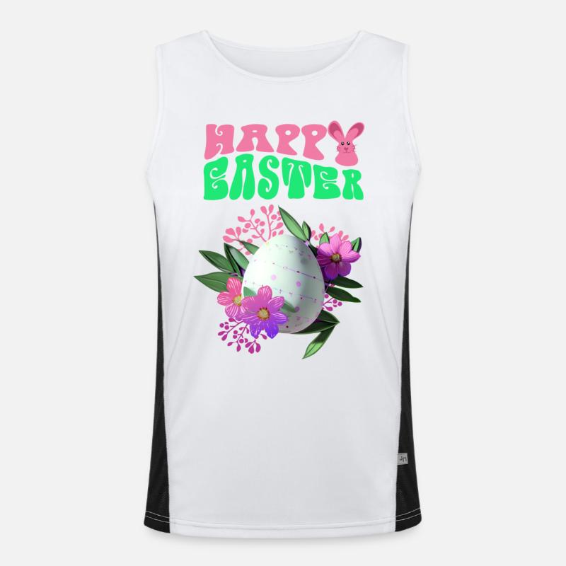 Happy Easter Flowers Easter Egg Men's Functional Contrast Tank Top 