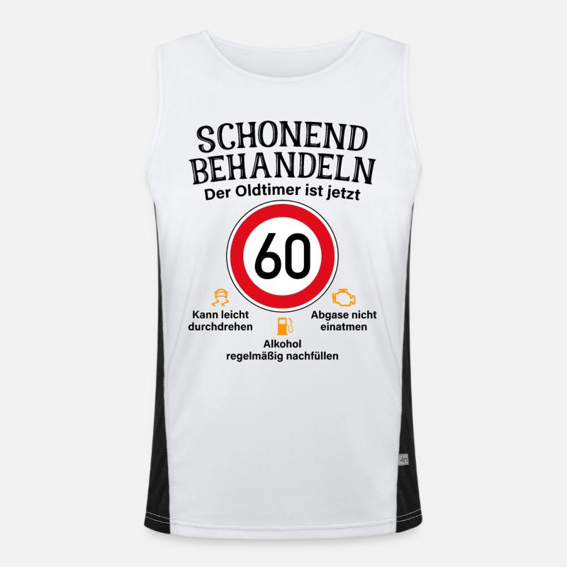60. Geburtstag Schonend Behandeln Oldtimer Ist 60 Funktionelles Kontrast-Tank Top für Männer 