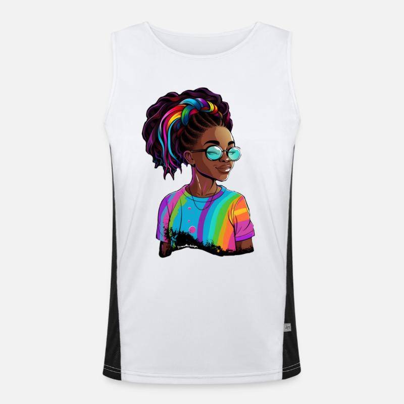 Dreadlocks colorées et T-shirt arc-en-ciel Débardeur respirant contrasté Homme 