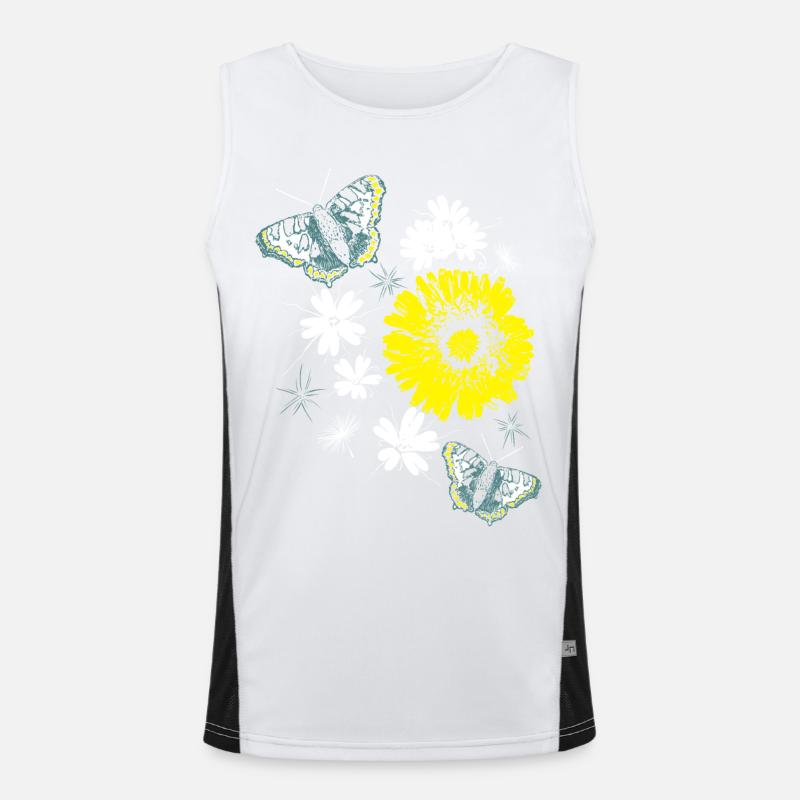 Fleurs Chrysanthèmes Papillons Été Débardeur respirant contrasté Homme 