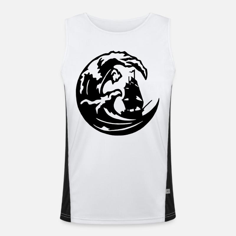 Die große schwarze Welle Funktionelles Kontrast-Tank Top für Männer 