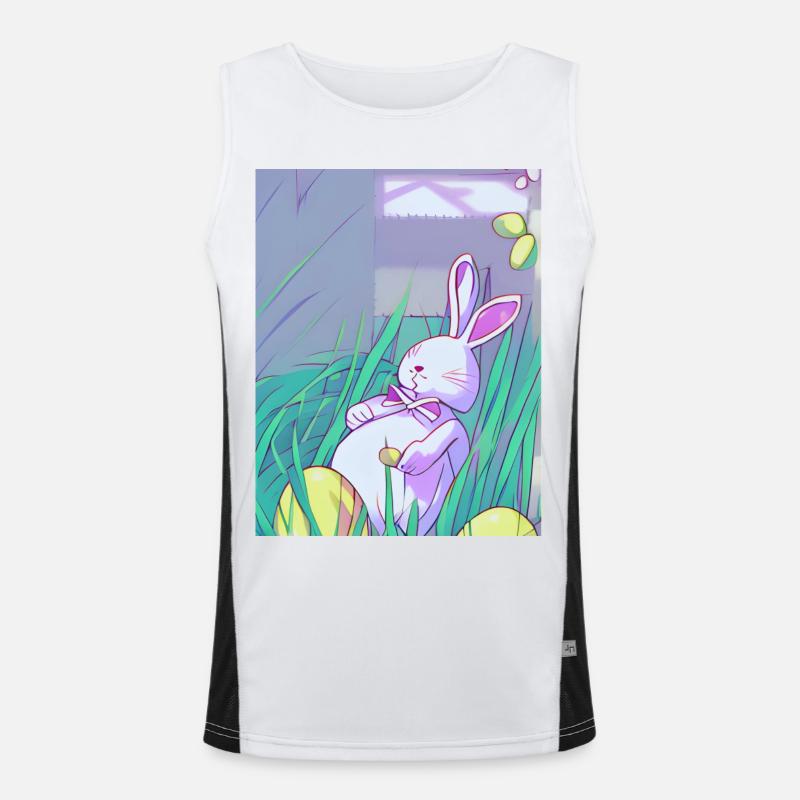Pastel Easter Bunny in Spring Grass Men's Functional Contrast Tank Top 