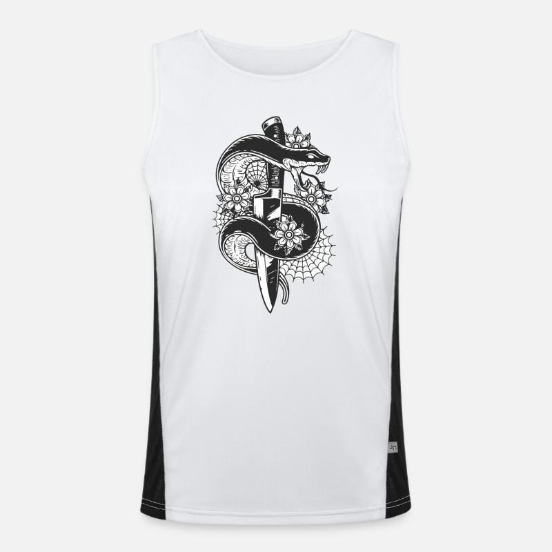 aggressive snake with knife Men's Functional Contrast Tank Top 