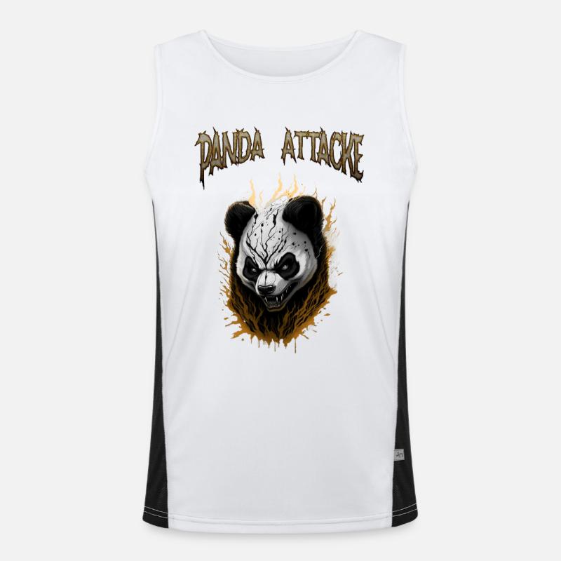 Dark Panda Attacker Design - Men's Functional Contrast Tank Top  - white/black