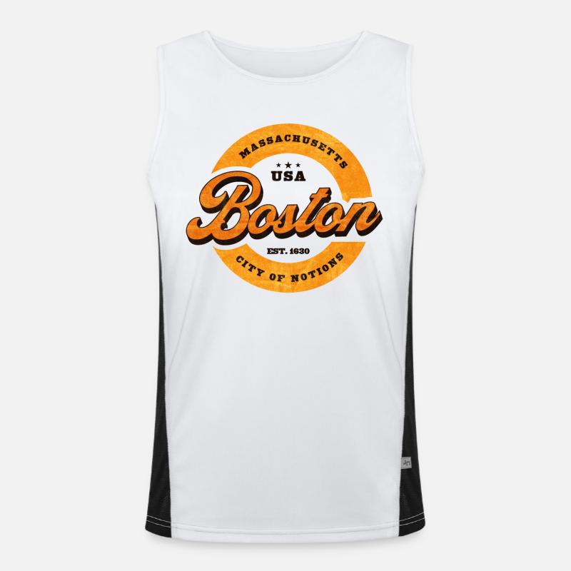 Boston Retro Circle Logo Print Men's Functional Contrast Tank Top 