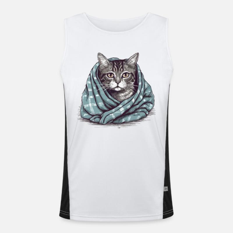 Katze in einer Decke Funktionelles Kontrast-Tank Top für Männer 