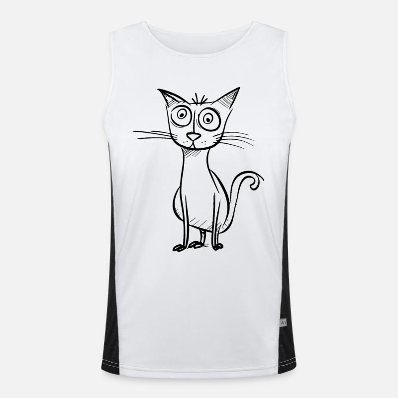 Strange cartoon cat Men's Functional Contrast Tank Top 
