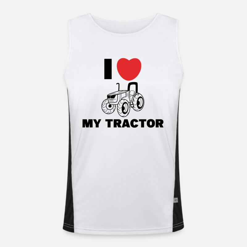 Ackerbau Herz Ich Liebe Traktor Statement Bauer Funktionelles Kontrast-Tank Top für Männer 