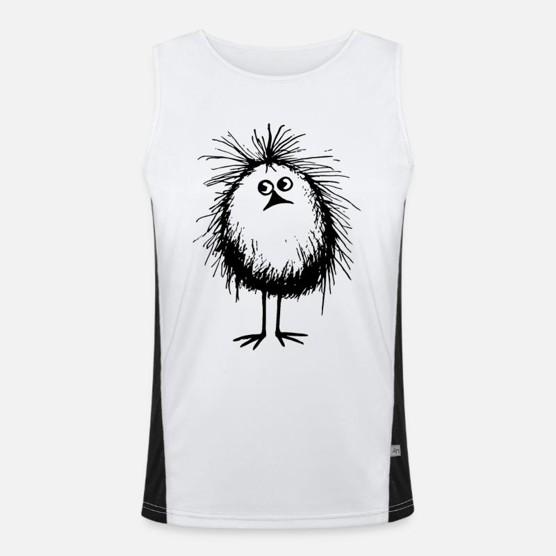 Cute feather monster bird Men's Functional Contrast Tank Top 