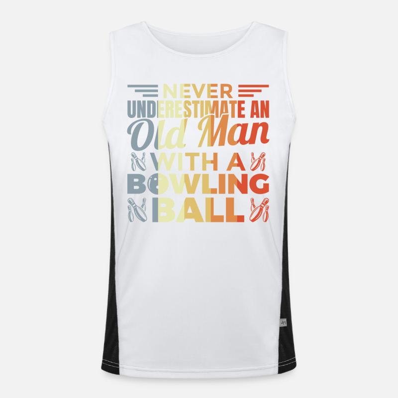 Old bowling player Men's Functional Contrast Tank Top 